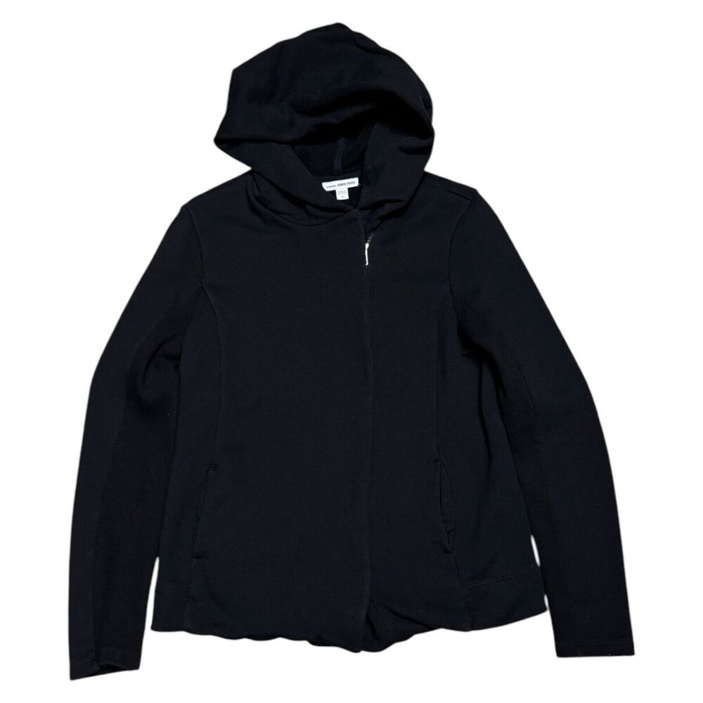 JAMES PERSE Luxury Designer Black Full Zip Hoodie Sweatshirt Womens Size 2